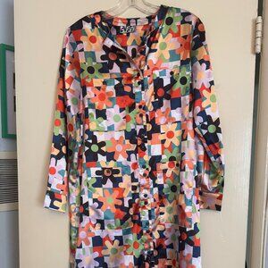 Dusen Dusen Multicolor Daisy Pattern Button Down Midi Dress